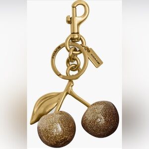 NWT Coach Gold Glitter Cherry Bag Charm Retail $95